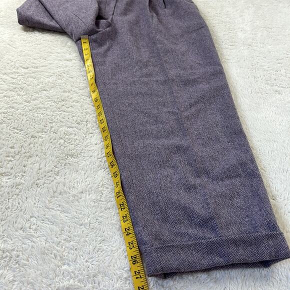 Field Manor Modern Classics 80s pleated front purple wool cuffed trousers, 16 - Picture 6 of 11